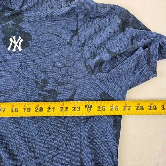 Tommy Bahama New York Yankees Polo Shirt Mens 3XL TG Blue Floral Hibiscus Tencel - Picture 7 of 8